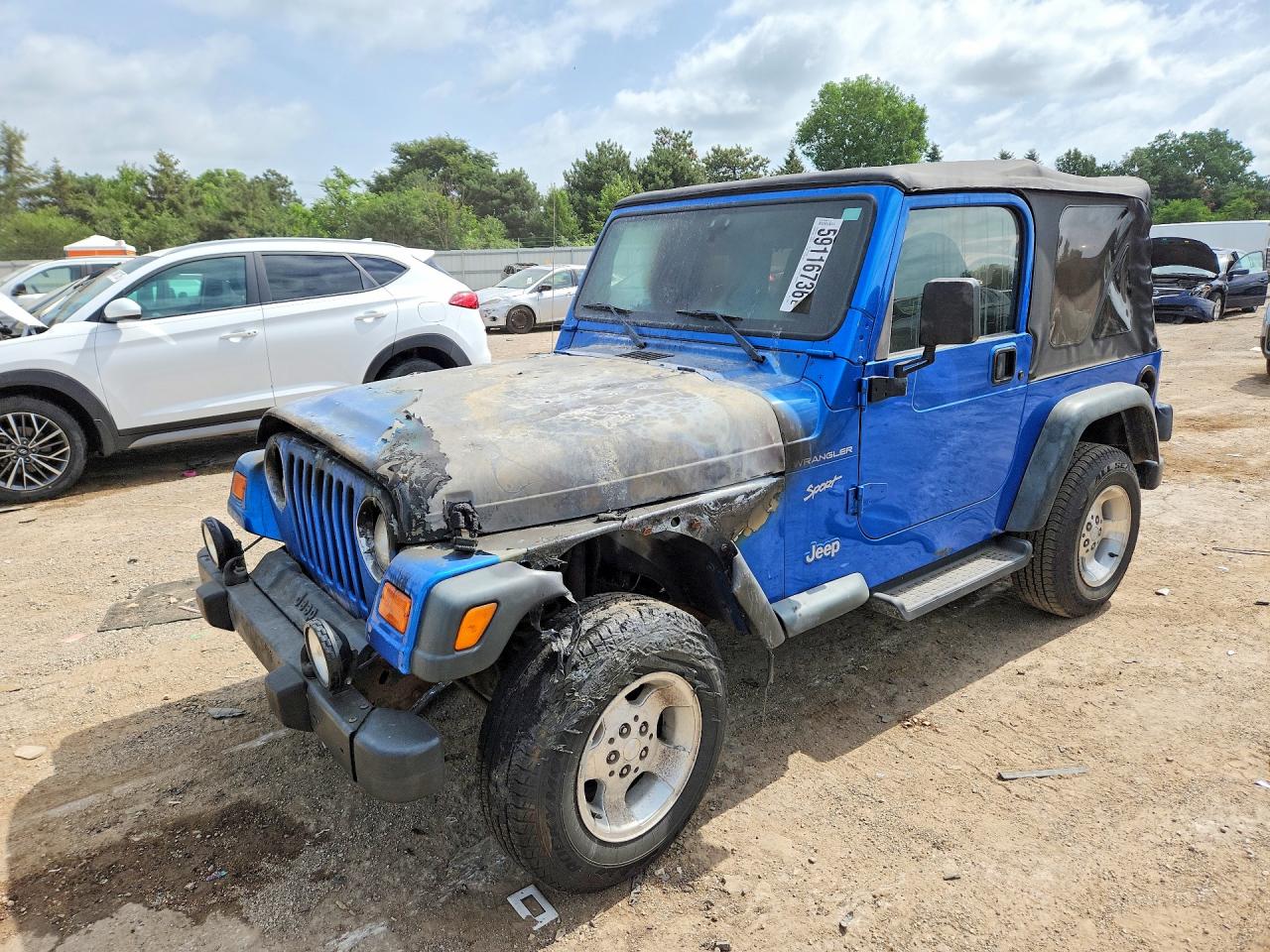 2002 Jeep Wrangler Sport, VIN 1J4FA49S22P765086 — Engine fire