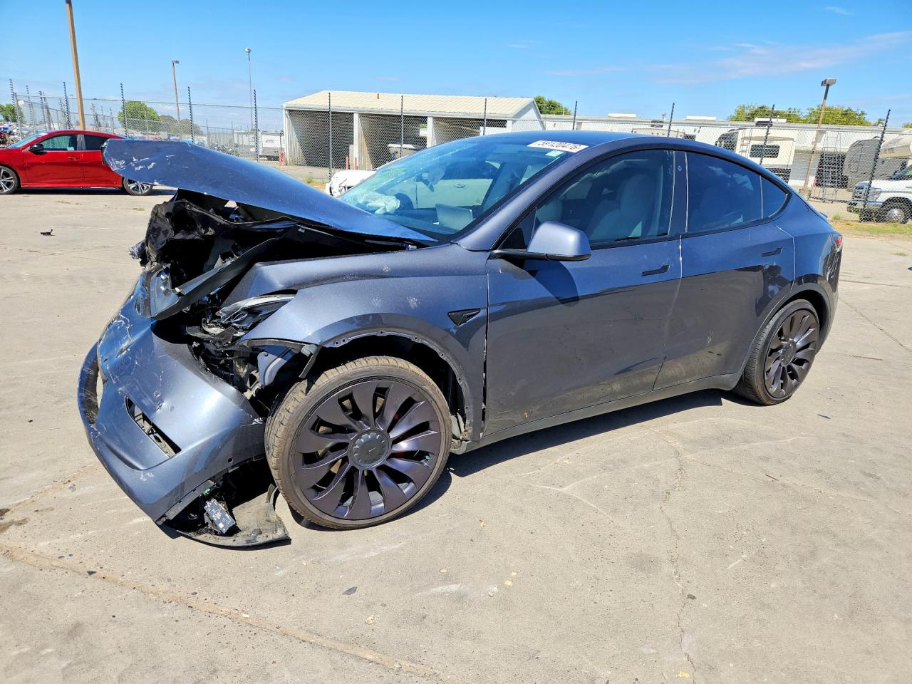 2021 Tesla Model Y Performance, VIN 5YJYGDEF3MF264002 — Front end
