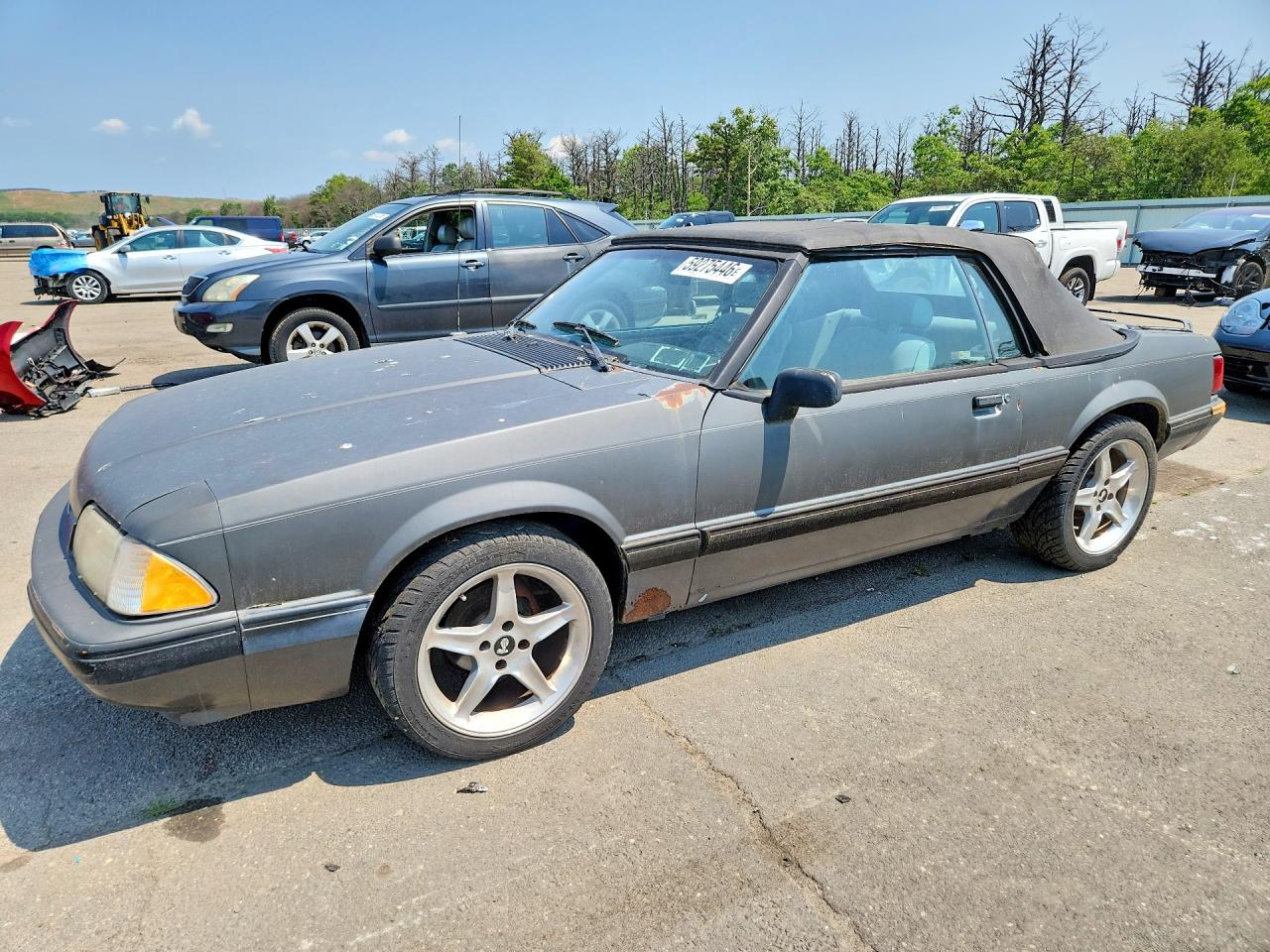 1989 Ford Mustang, VIN 1FABP44AXKF142442 — Engine fire