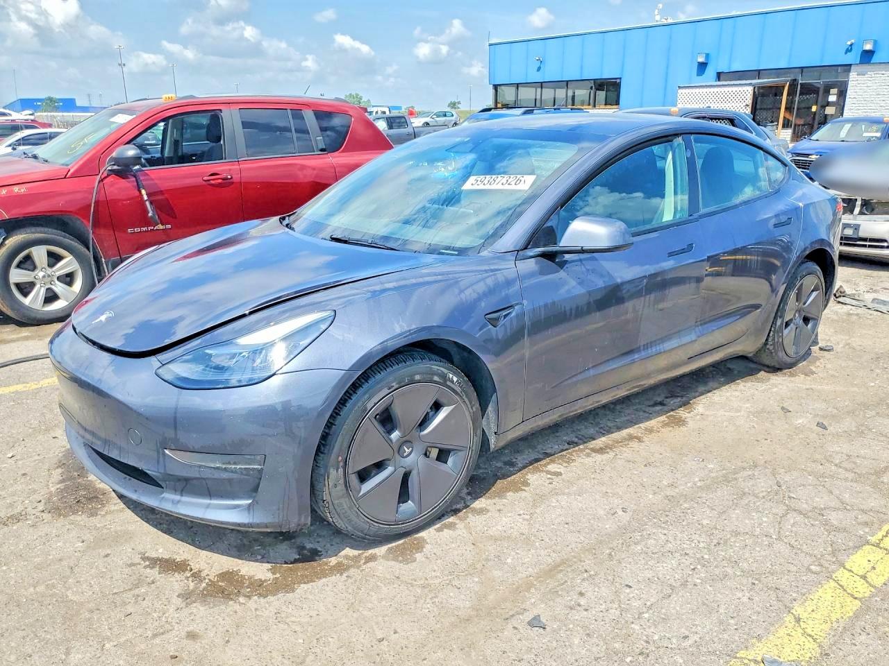 2023 Tesla Model 3, VIN 5YJ3E1EA9PF696844 — Undercarriage