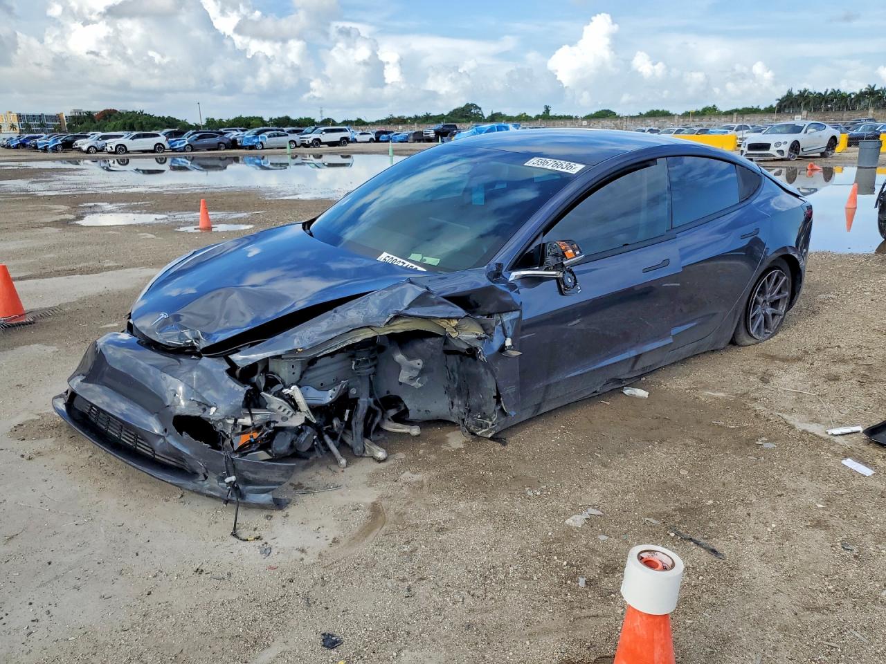 2020 Tesla Model 3 Long Range, VIN 5YJ3E1EBXLF786992 — Water / flood