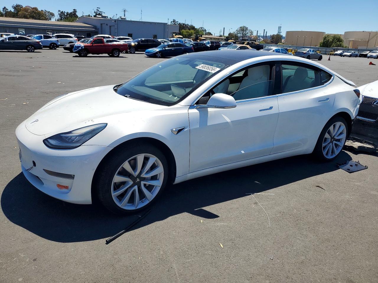 2020 Tesla Model 3 Long Range, VIN 5YJ3E1EB6LF742343 — Rear end