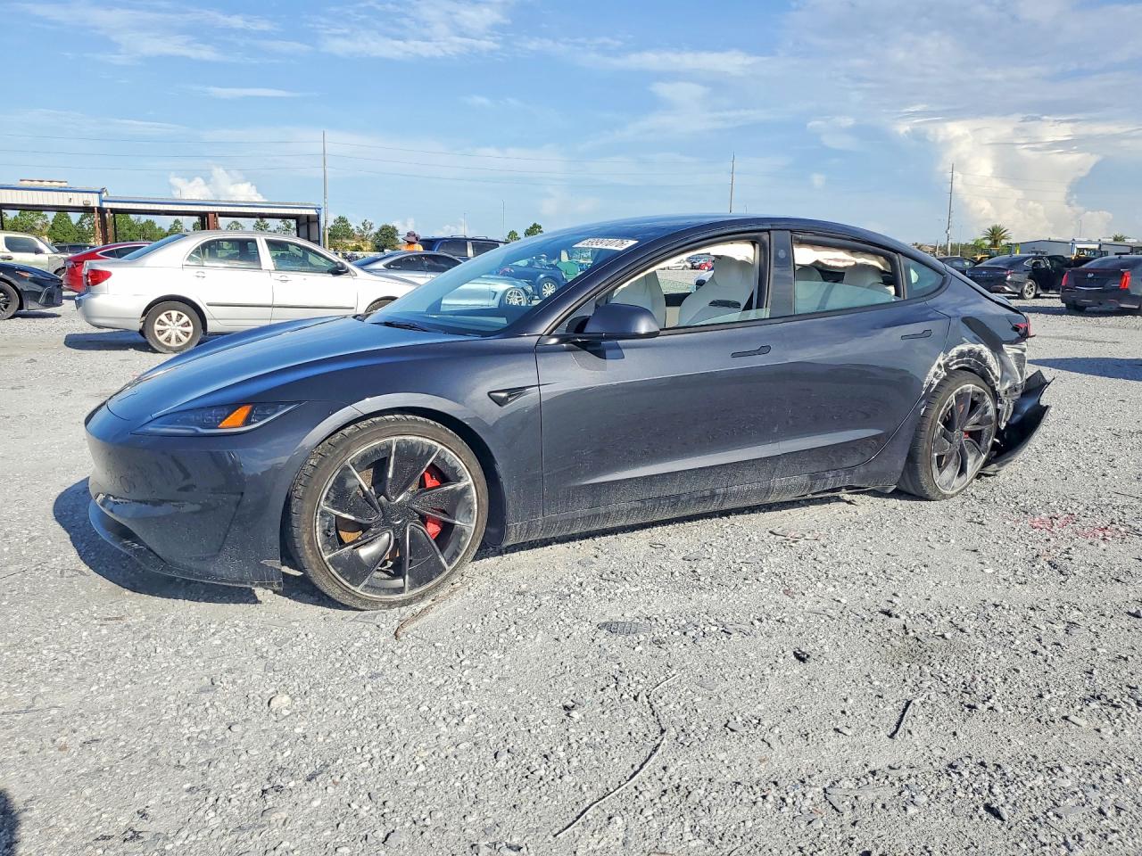 2025 Tesla Model 3 Performance, VIN 5YJ3E1ETXSF937708 — Rear end