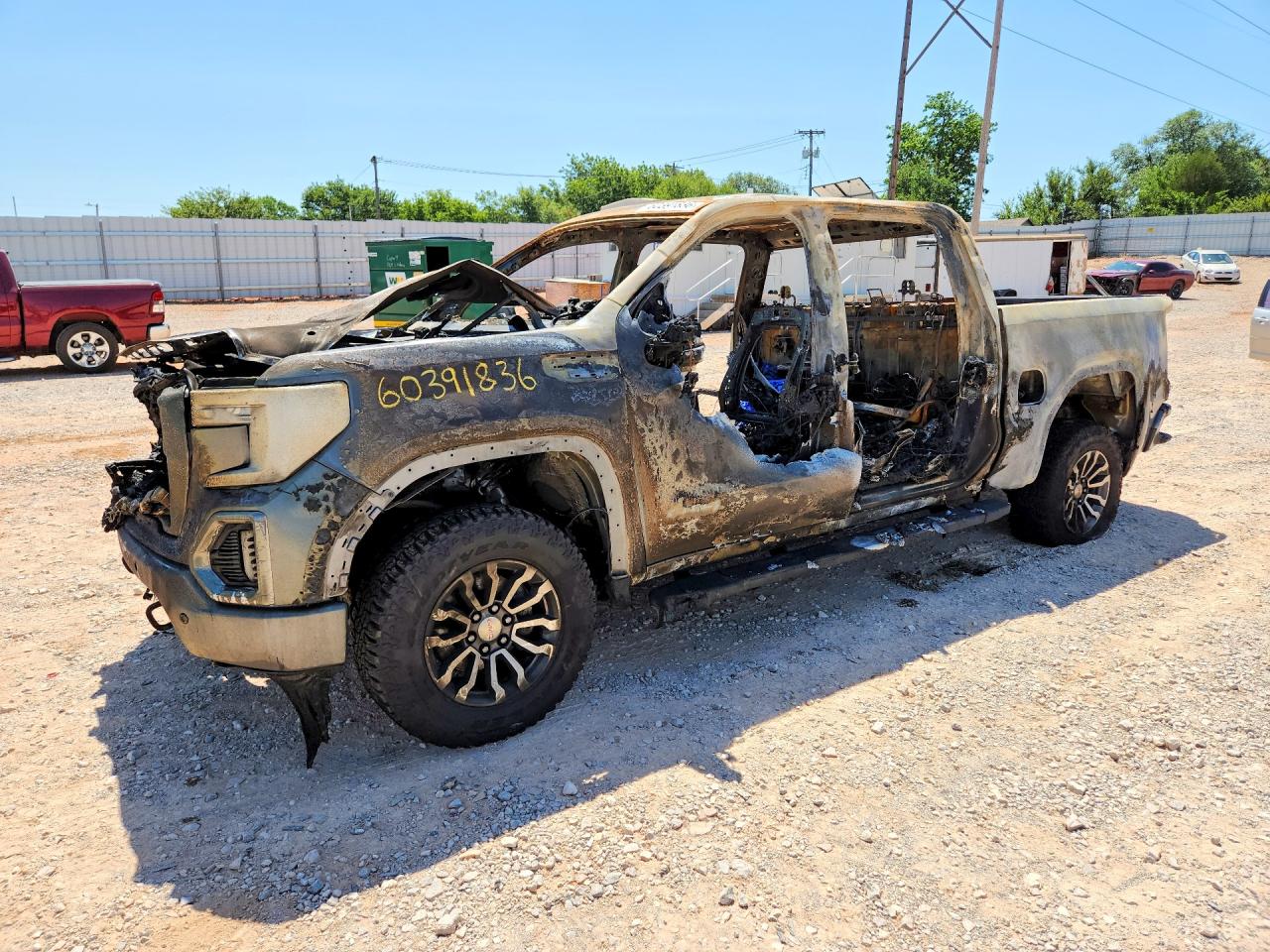 2020 GMC Sierra 1500 AT4, VIN 3GTP9EEL9LG257534 — Engine fire