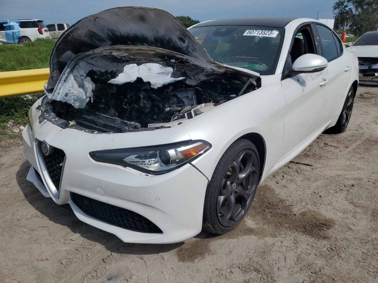 2017 Alfa Romeo Giulia Ti, VIN ZARFAEEN0H7557041 — Engine fire
