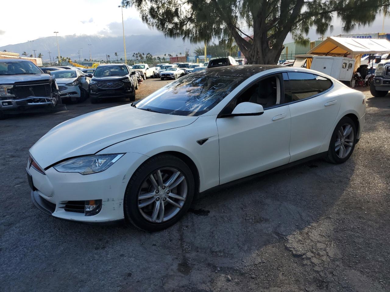 2013 Tesla Model S, VIN 5YJSA1AC8DFP10890 — Rear end