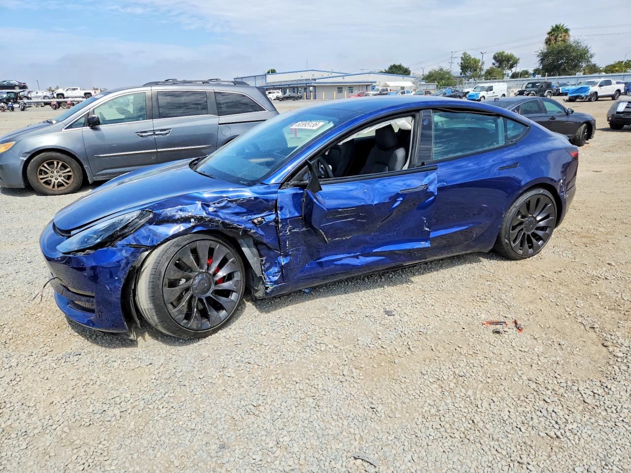 2023 Tesla Model 3 Performance, VIN 5YJ3E1EC9PF494152 — Front end