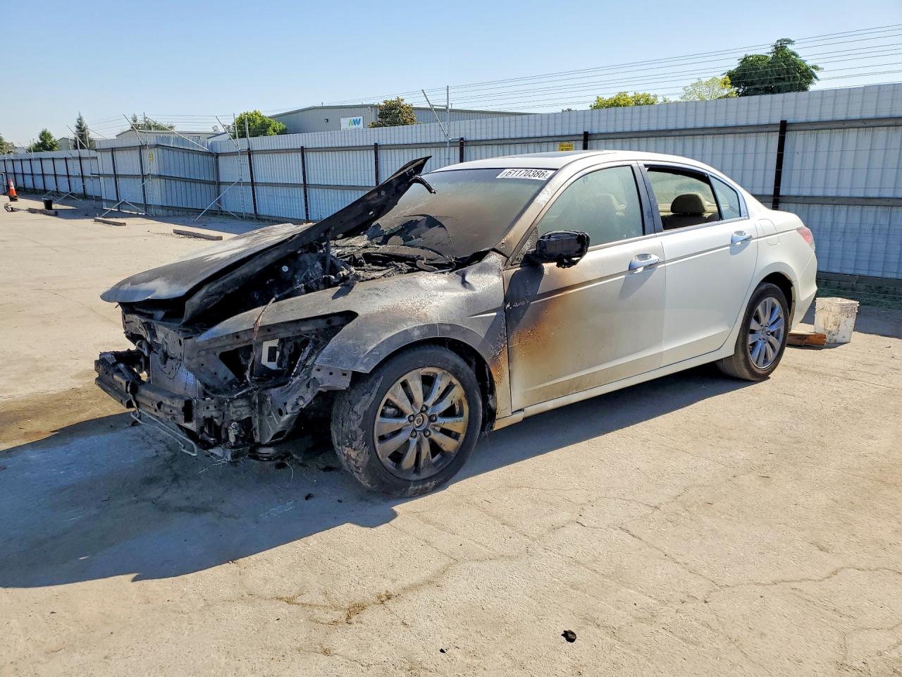 2011 Honda Accord EX-L, VIN 1HGCP3F8XBA001100 — Engine fire