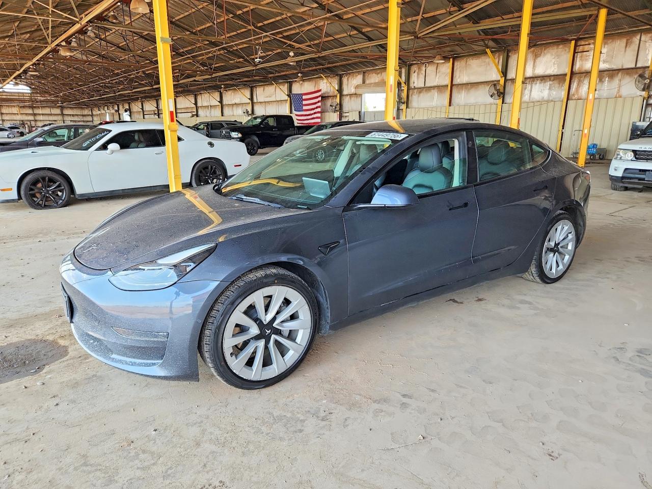 2022 Tesla Model 3, VIN 5YJ3E1EA8NF369347 — Undercarriage