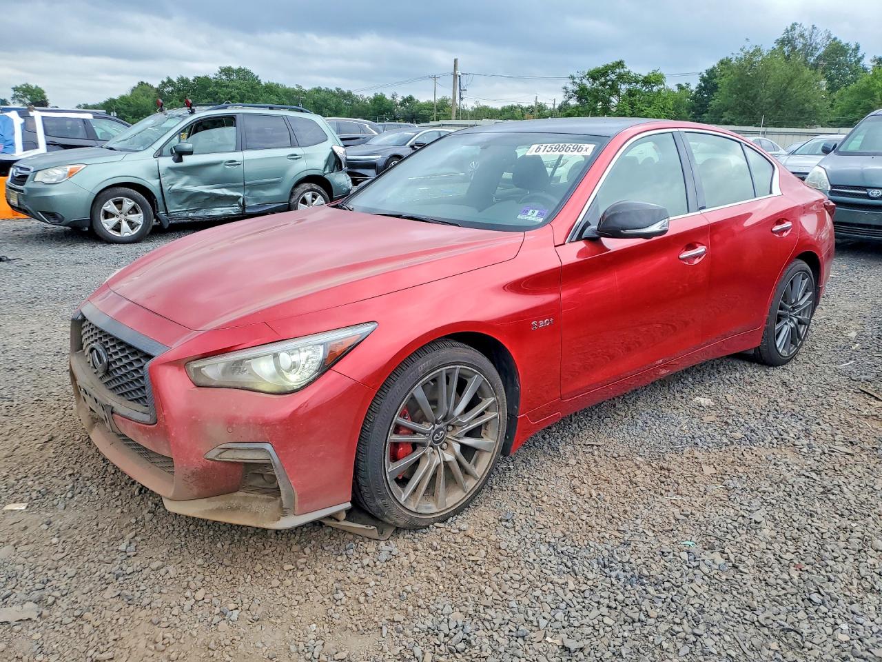 2018 Infiniti Q50 Red Sport 400, VIN JN1FV7AR6JM480365 — Minor dents and scratches