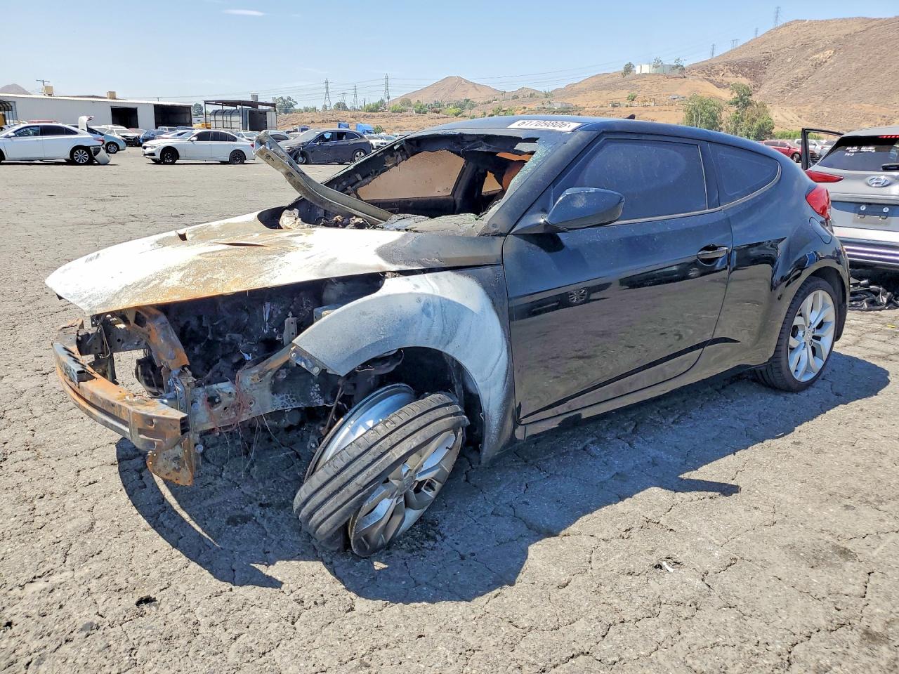 2013 Hyundai Veloster w/Gray Int, VIN KMHTC6AD4DU132696 — Engine fire