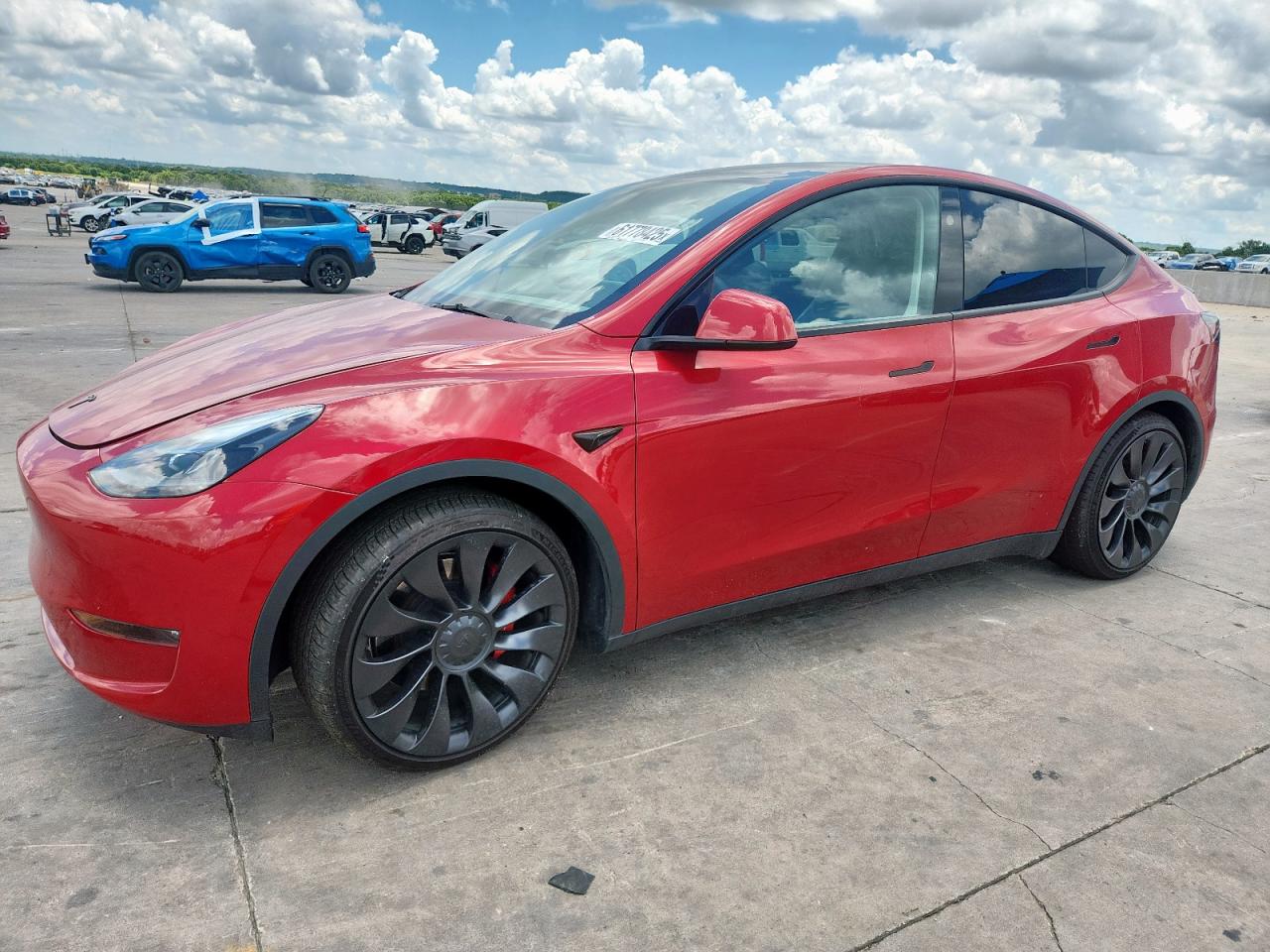 2023 Tesla Model Y Performance, VIN 7SAYGDEF7PF867462 — Interior fire