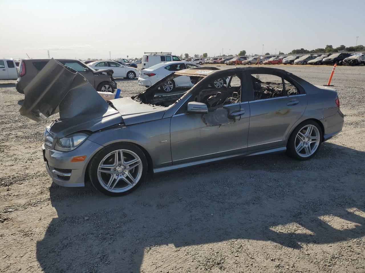 2012 Mercedes-Benz C 250 Sport, VIN WDDGF4HBXCR218530 — Interior fire