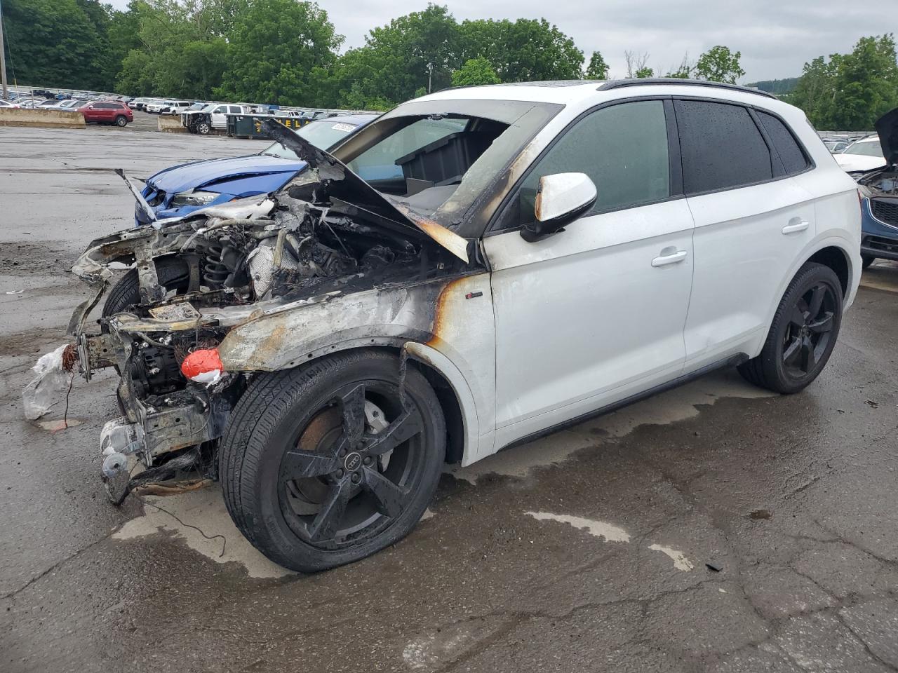 2023 Audi Q5 S line Premium Plus, VIN WA1EAAFY0P2054171 — Engine fire