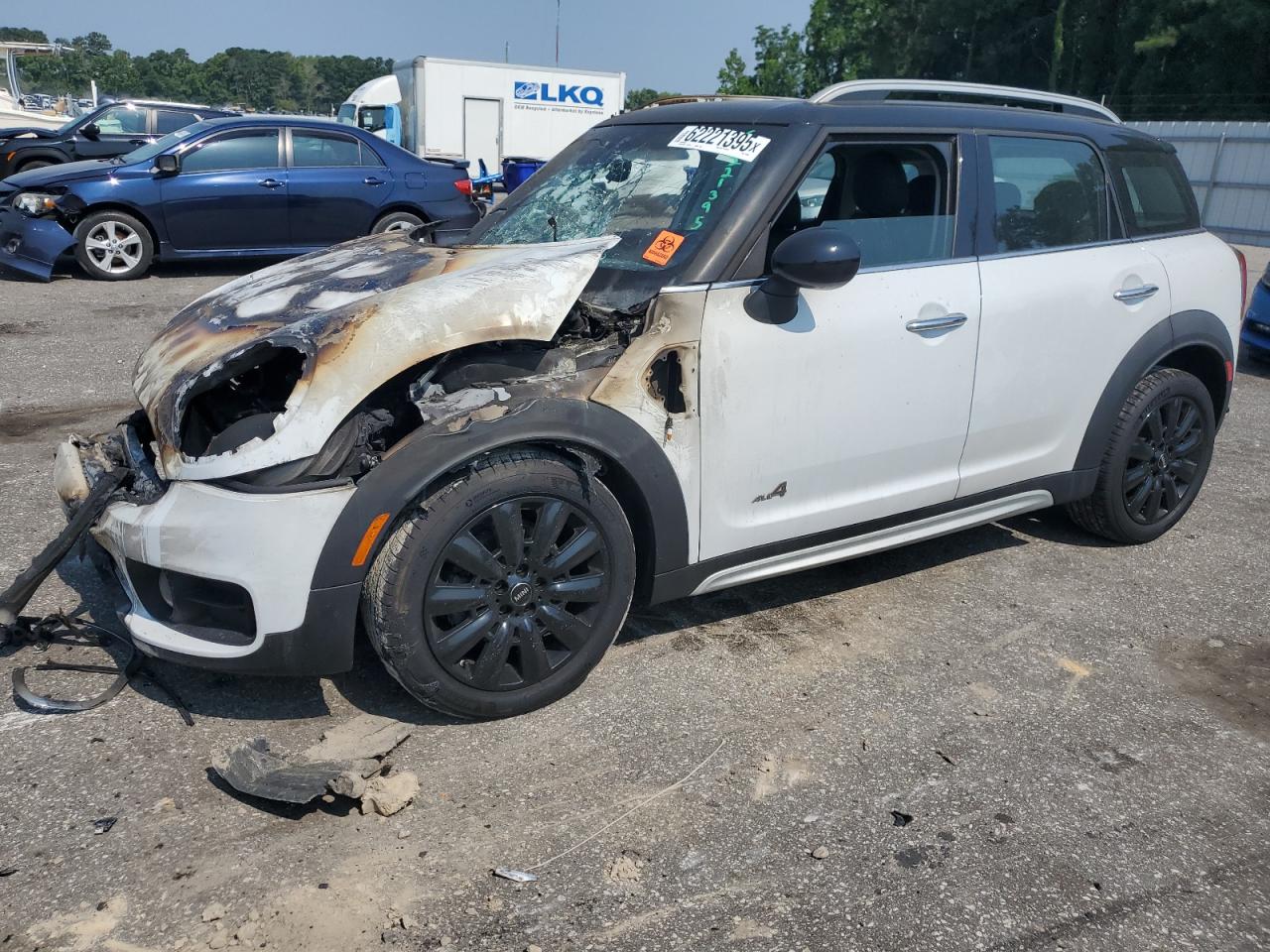 2019 MINI Countryman Cooper, VIN WMZYV5C53K3F58065 — Engine fire