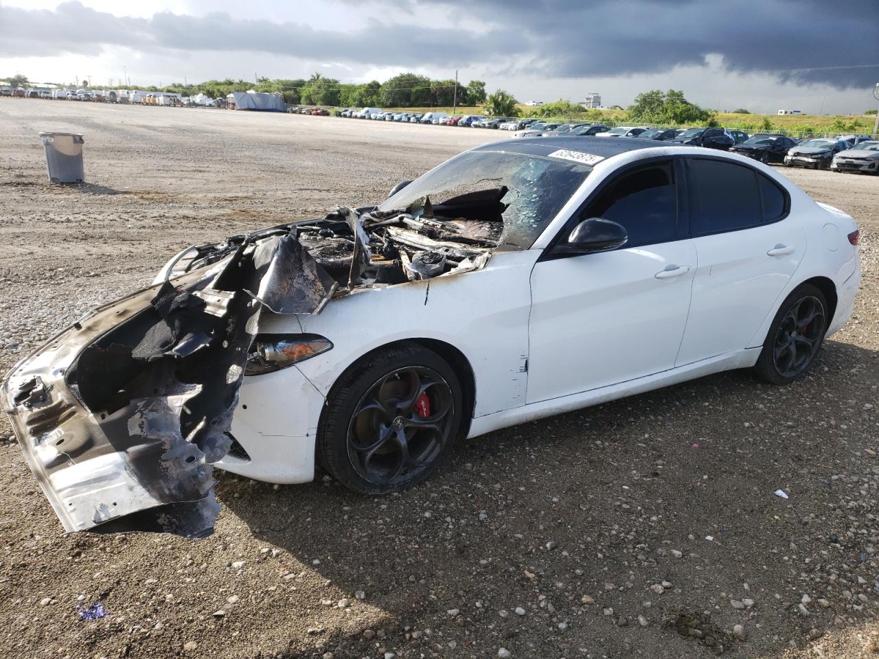 2018 Alfa Romeo Giulia Ti Sport, VIN ZARFAEENXJ7599979 — Engine fire