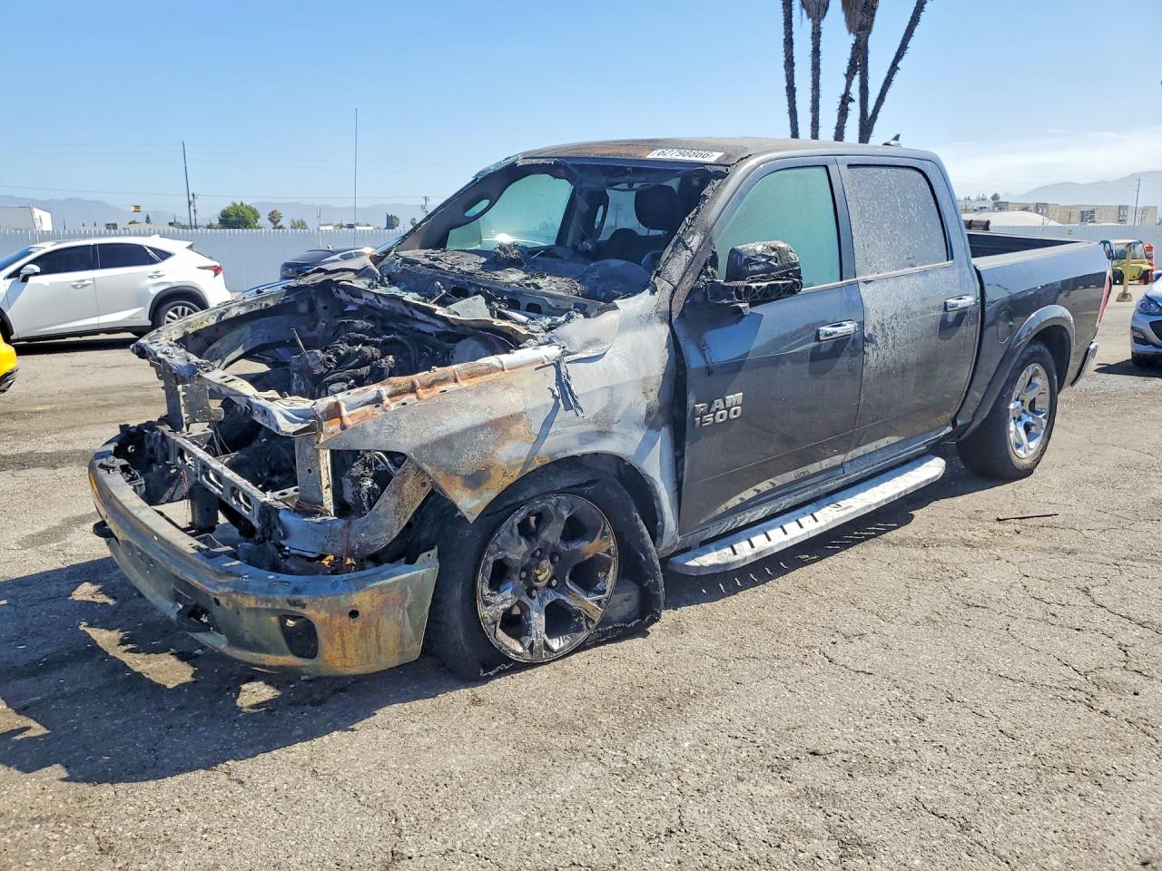 2017 Ram 1500 Laramie, VIN 1C6RR7NM6HS877181 — Engine fire
