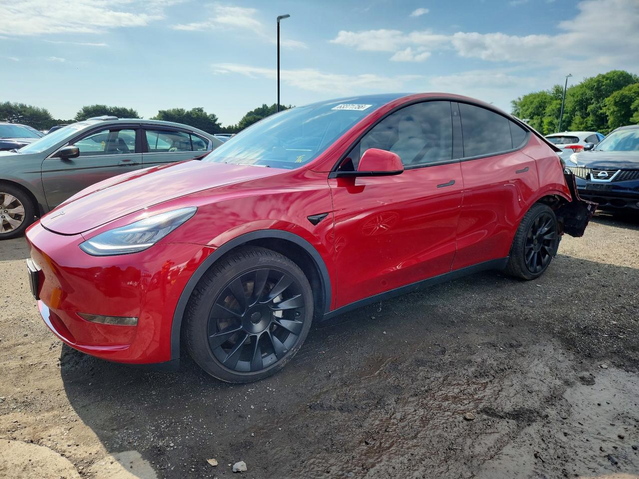 2020 Tesla Model Y Long Range, VIN 5YJYGDEE7LF059790 — Rear end
