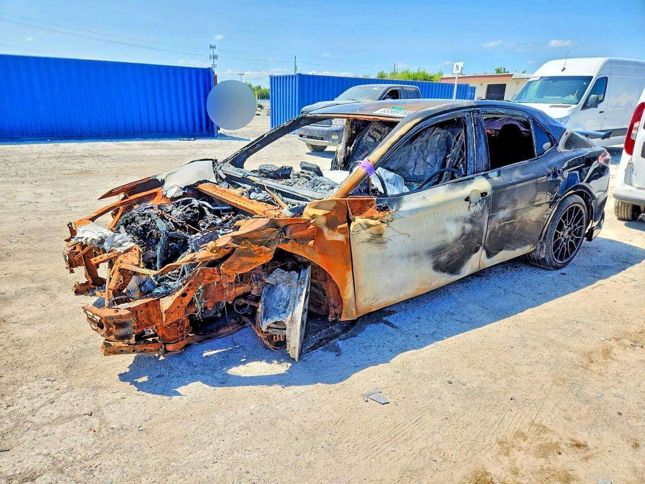 2021 Toyota Camry XSE, VIN 4T1KZ1AK6MU050979 — Burn