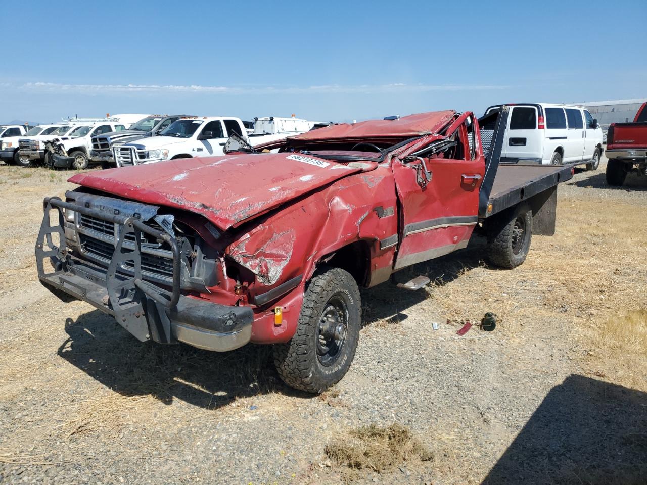 1992 Dodge D/W 250, VIN 1B7KM26C7NS527524 — Опрокидывание