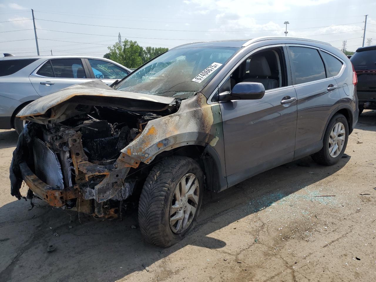 2015 Honda CR-V EX-L, VIN 2HKRM4H77FH707192 — Engine fire
