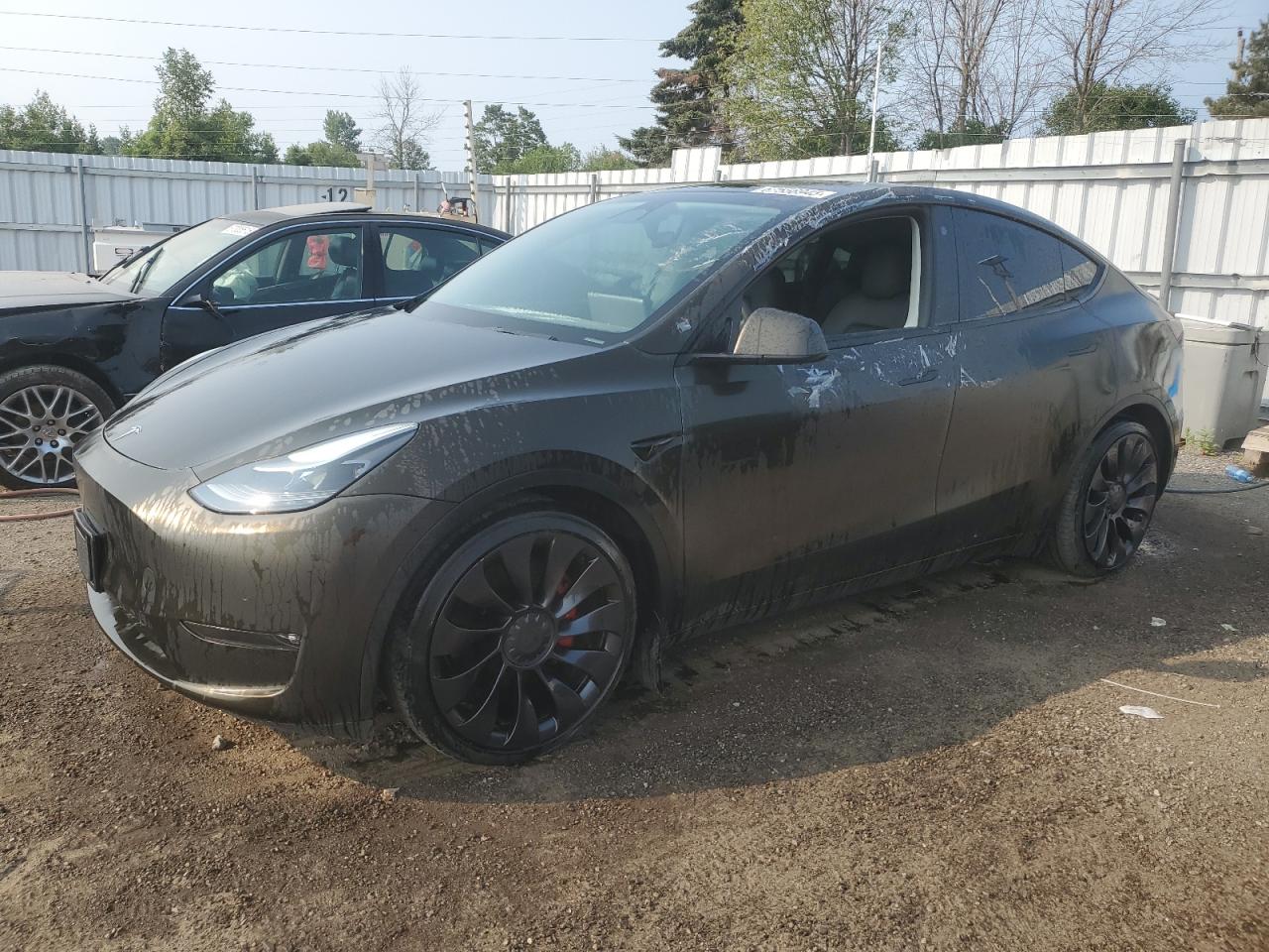 2022 Tesla Model Y Performance, VIN 7SAYGDEF6NF508049 — Vandalism