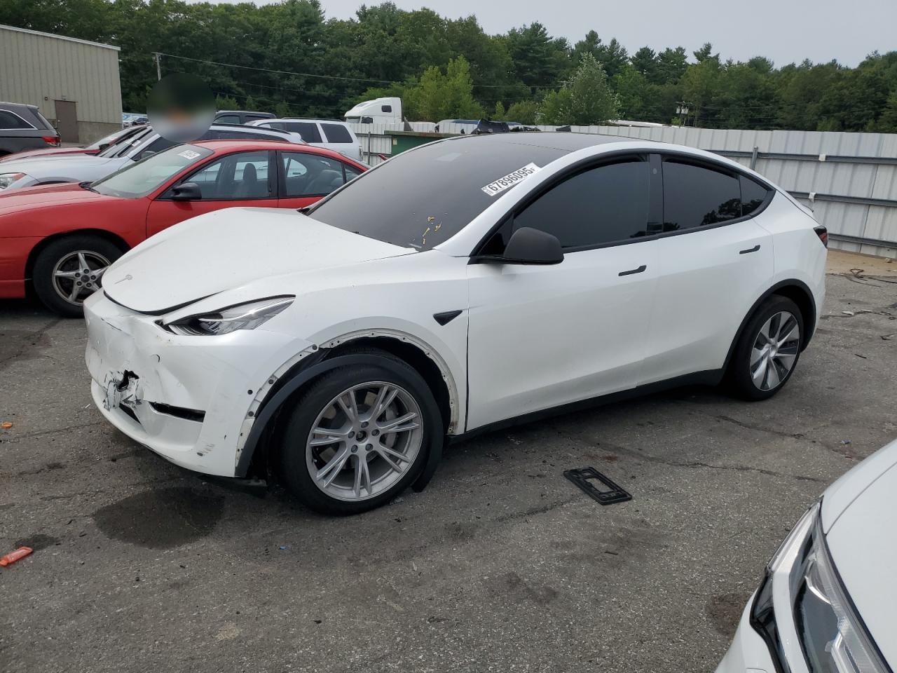 2021 Tesla Model Y Long Range, VIN 5YJYGDEE5MF257012 — Front end