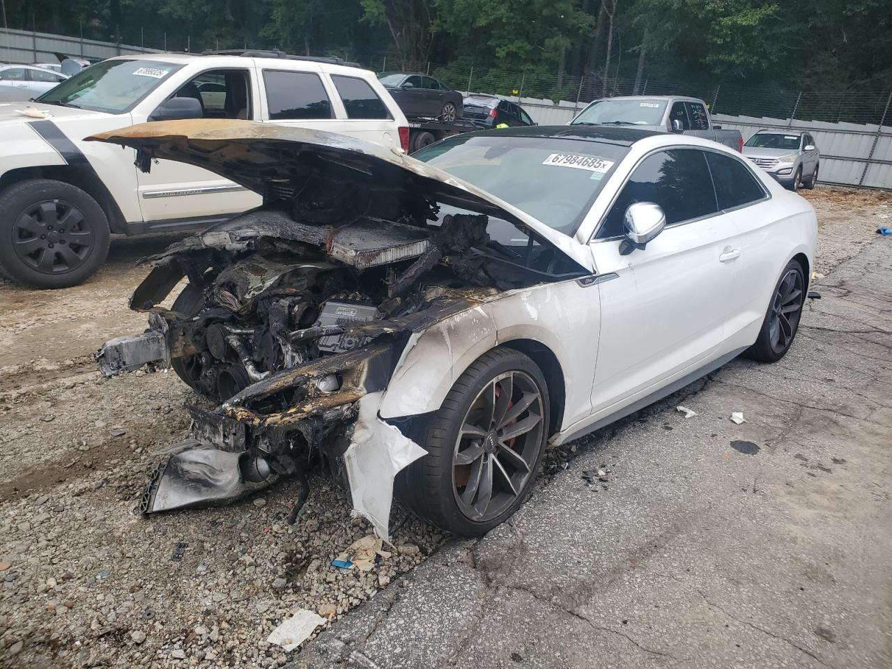 2018 Audi S5 Premium Plus, VIN WAUP4AF56JA002324 — Engine fire