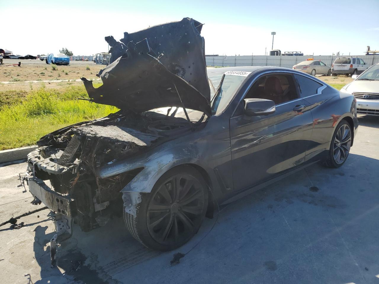 2019 Infiniti Q60 Red Sport 400, VIN JN1FV7EK8KM360632 — Engine fire