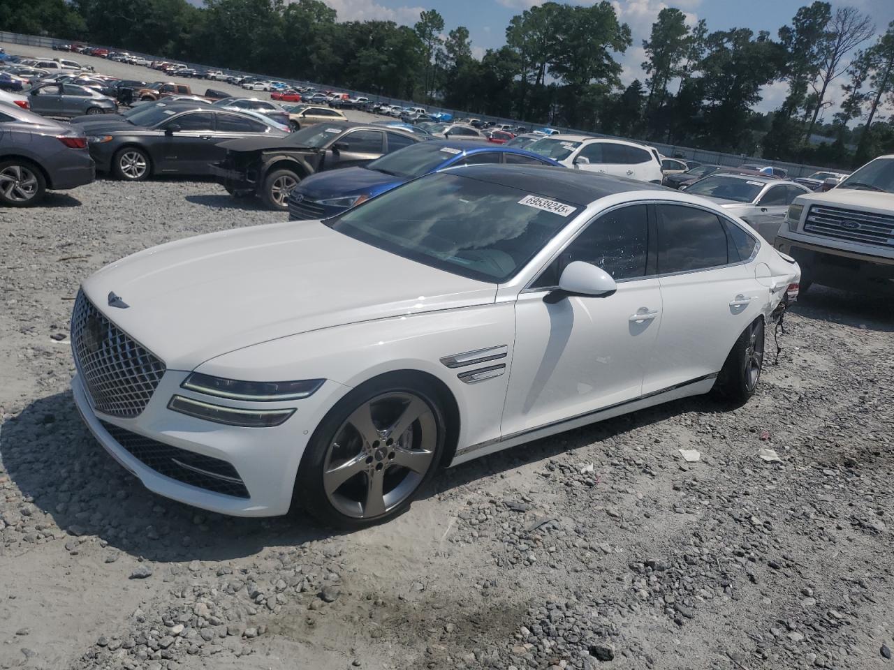 2021 Genesis G80 3.5T, VIN KMTGC4SD6MU086833 — Rear end