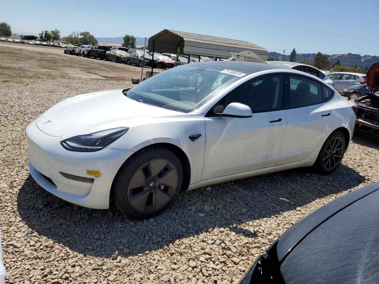 2021 Tesla Model 3 Standard Range Plus, VIN 5YJ3E1EA2MF070726 — Side