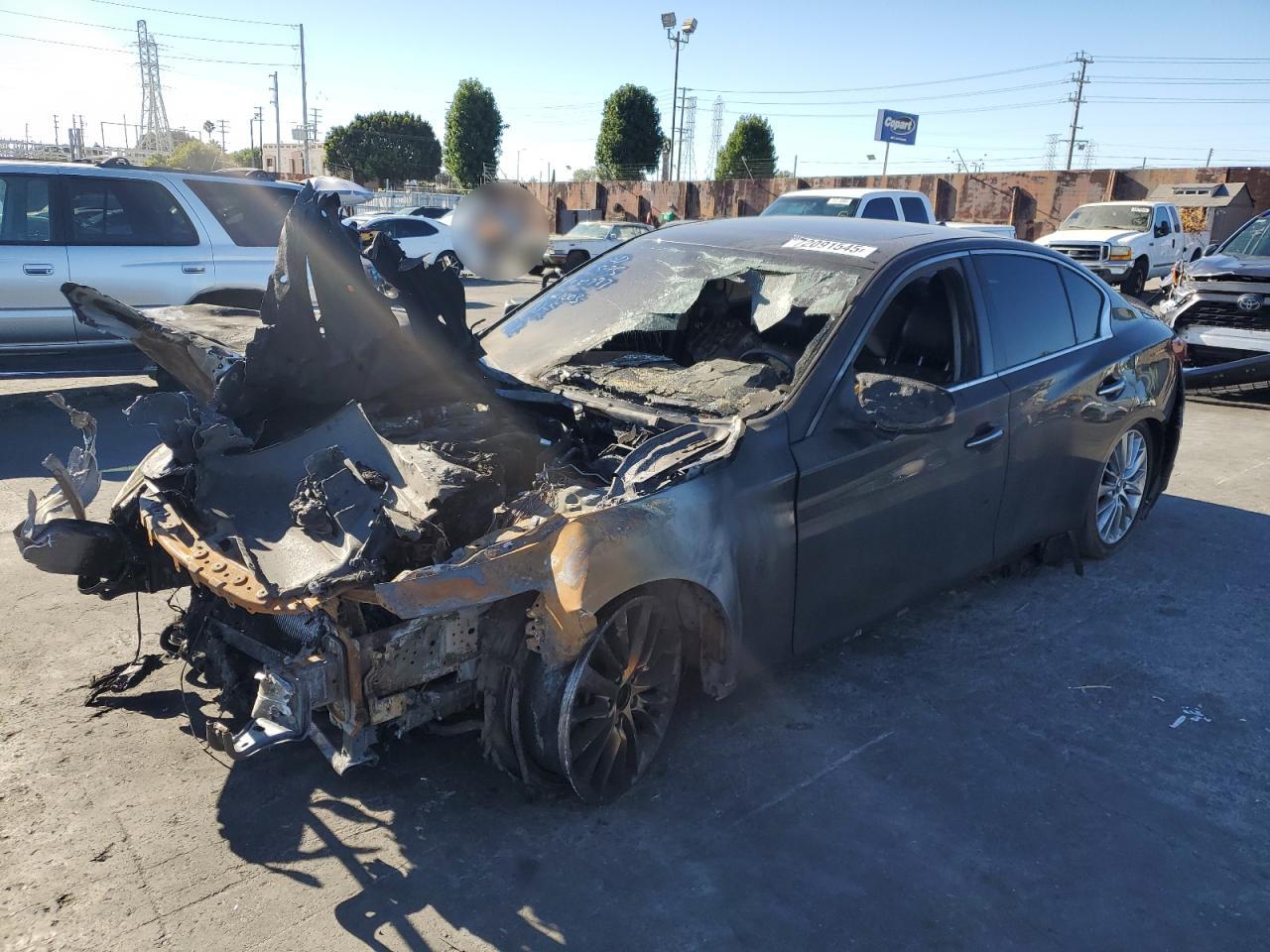 2018 Infiniti Q50 Luxe, VIN JN1EV7AP3JM358797 — Engine fire