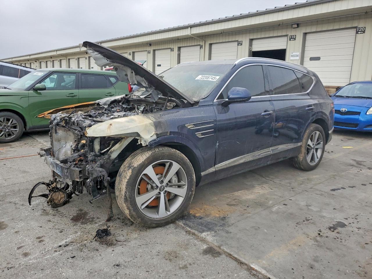 2022 Genesis GV80, VIN KMUHB4SB9NU091379 — Engine fire