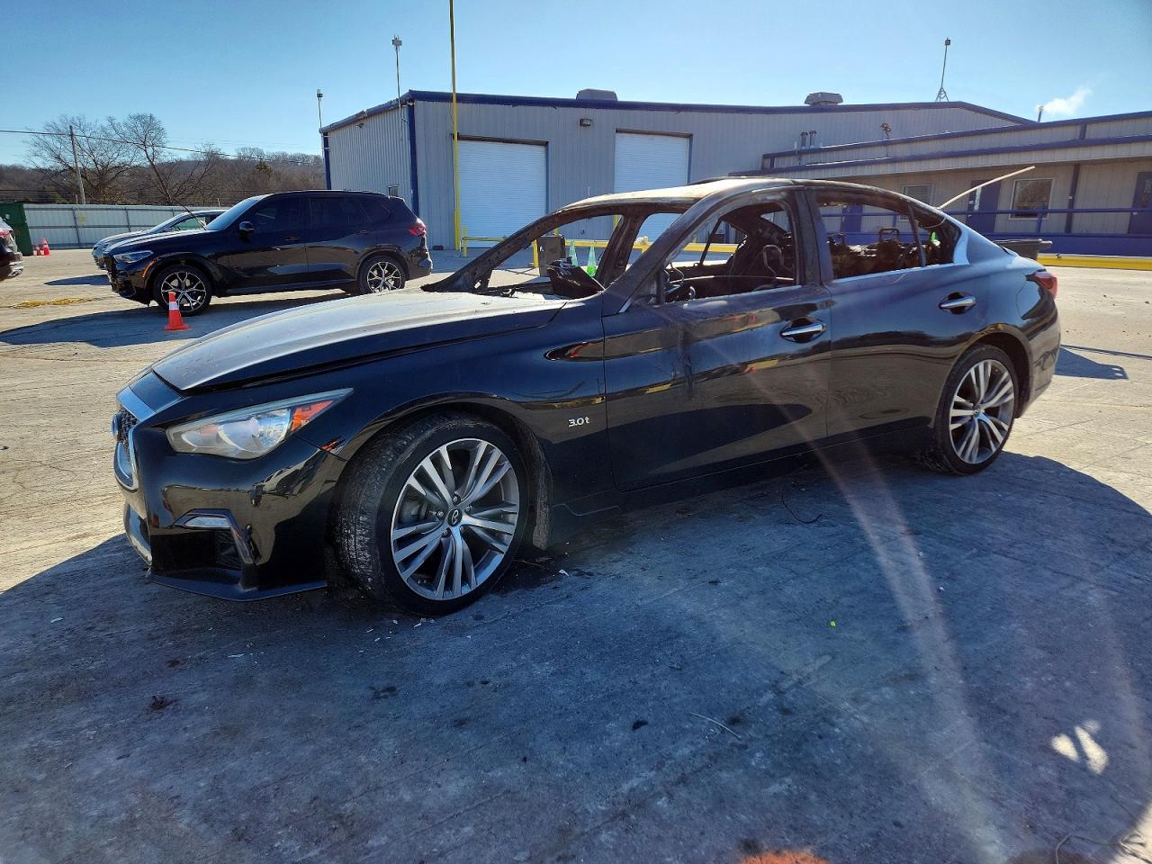 2018 Infiniti Q50 Luxe, VIN JN1EV7AR6JM444140 — Interior fire