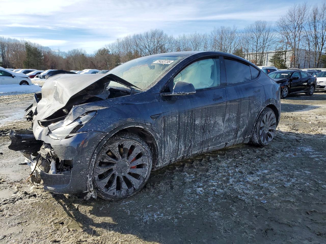 2021 Tesla Model Y Performance, VIN 5YJYGDEFXMF220529 — Front end