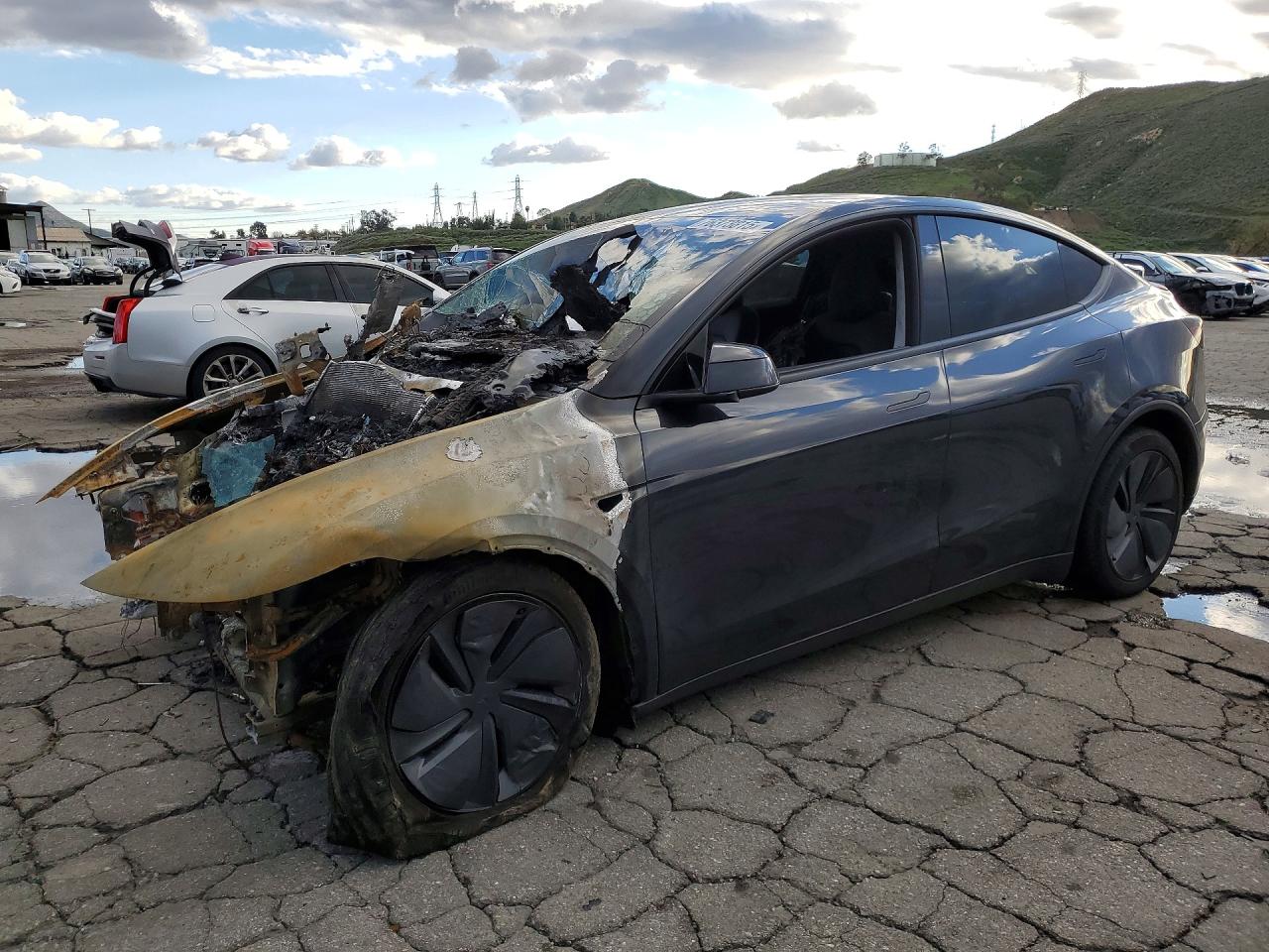 2026 Tesla Model Y Long Range Launch Series, VIN 7SAYGDEE3TF351875 — Engine fire