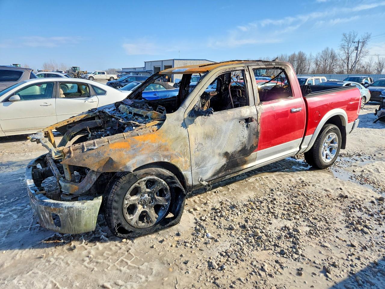 2014 Ram 1500 Laramie, VIN 1C6RR7NT5ES295219 — Engine fire