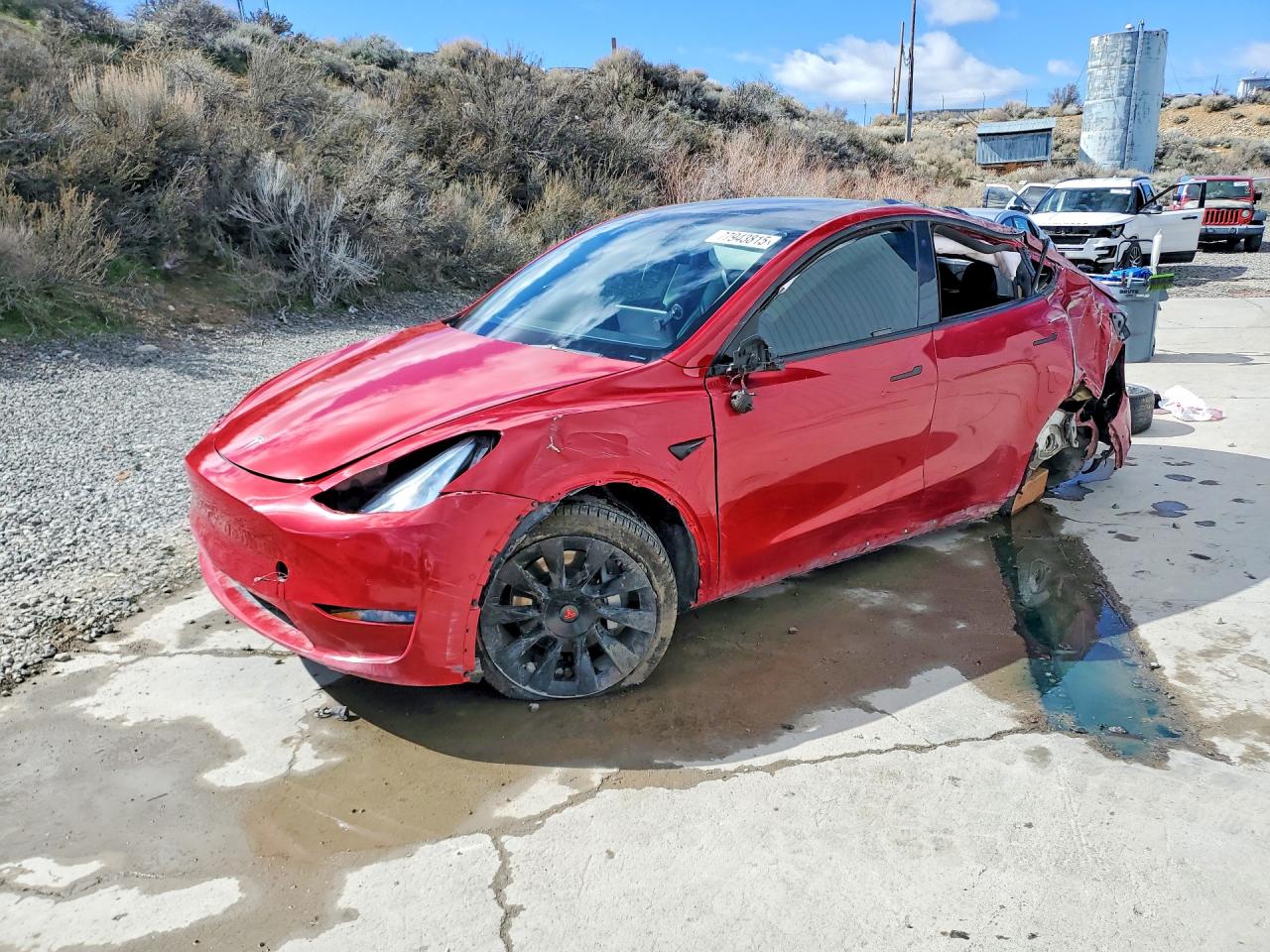 2021 Tesla Model Y Long Range, VIN 5YJYGDEE8MF217555 — Опрокидывание