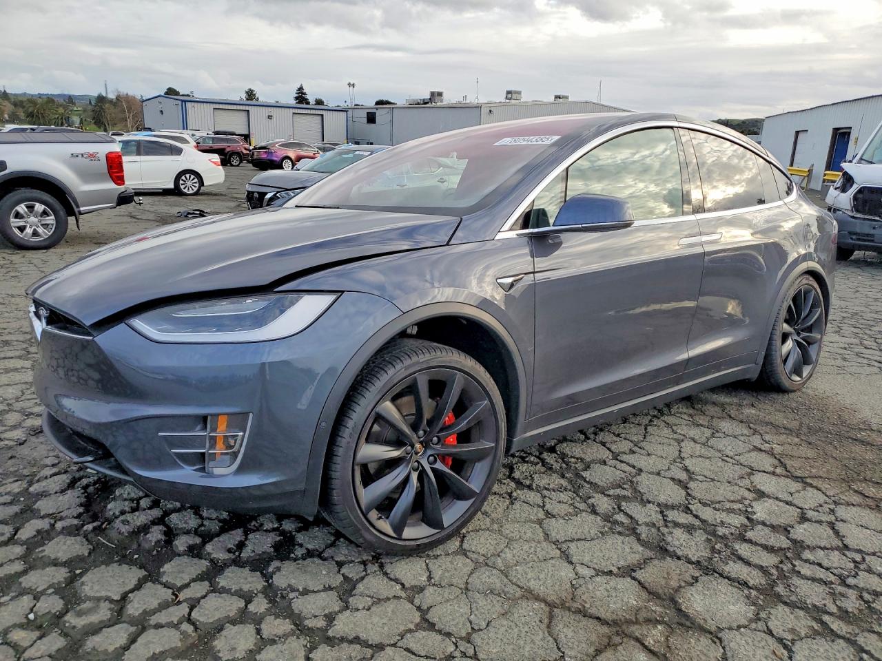 2019 Tesla Model X P100D, VIN 5YJXCDE46KF180386 — Rear end