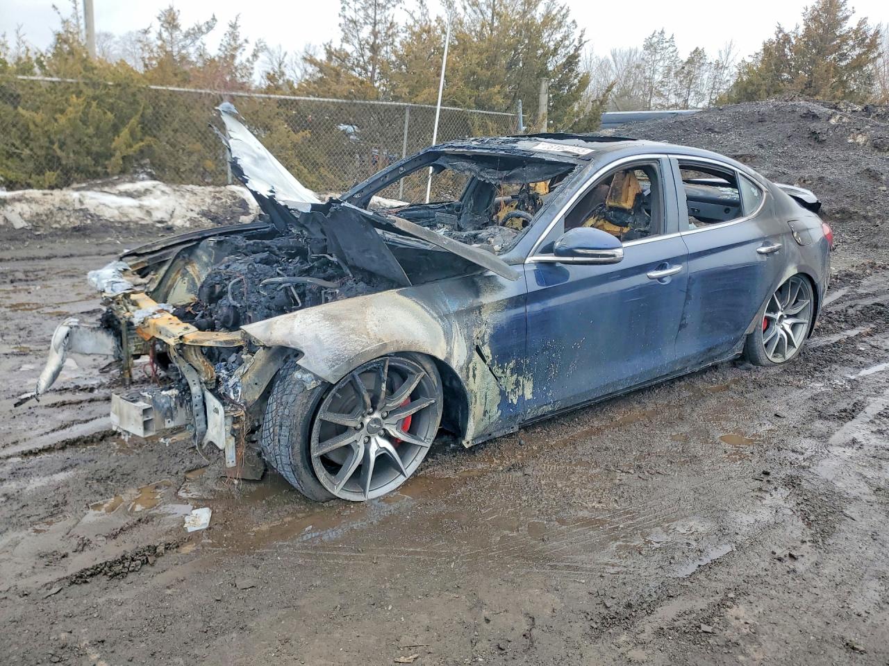 2020 Genesis G70 3.3T, VIN KMTG74LE0LU051537 — Engine fire
