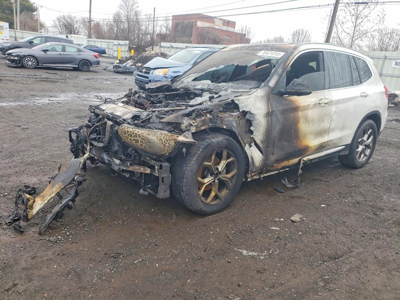 2020 BMW X3 xDrive30i, VIN 5UXTY5C07LLT36082 — Engine fire