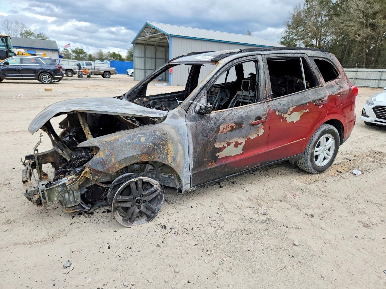 2011 Hyundai Santa Fe GLS, VIN 5XYZG3AB0BG005250 — Engine fire