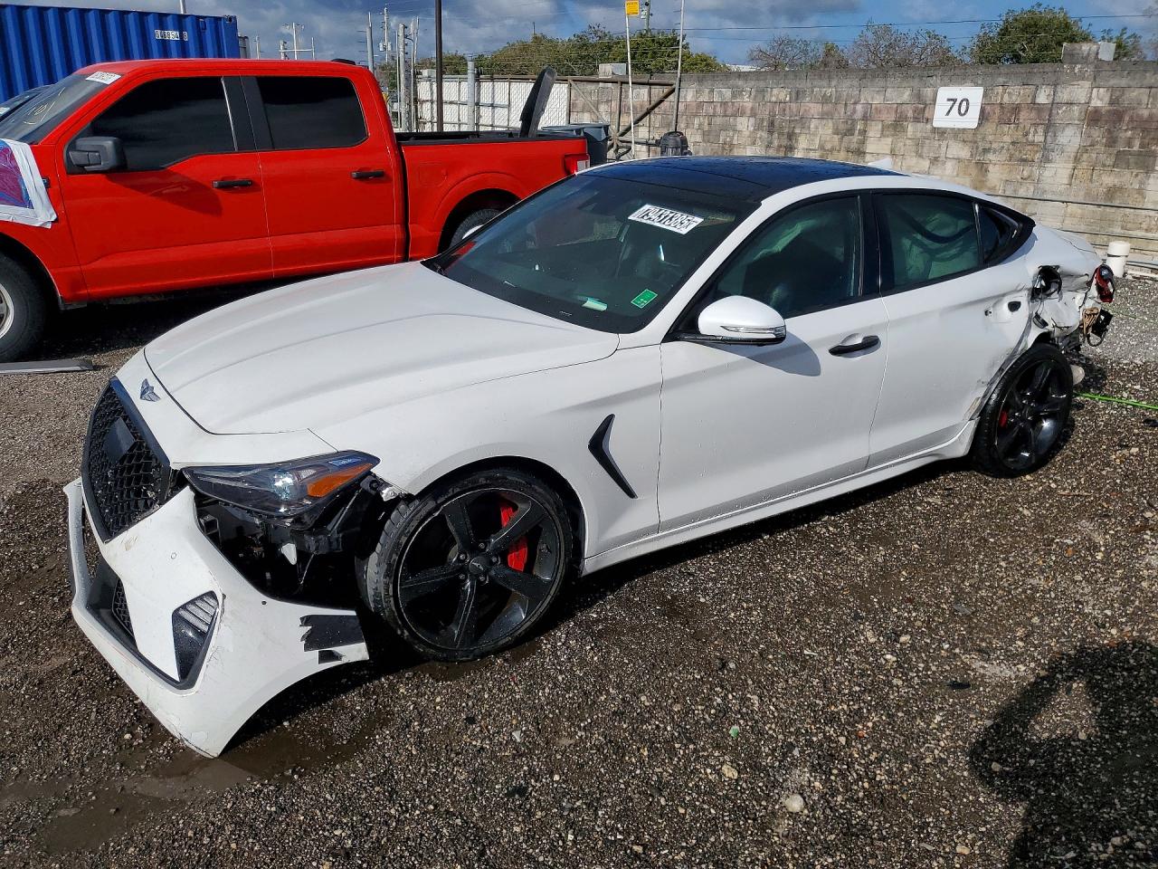 2021 Genesis G70 3.3T, VIN KMTG34LE2MU071804 — Rear end
