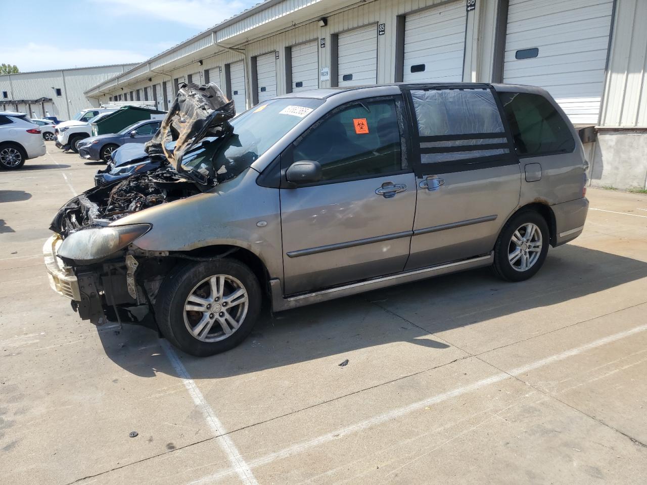 2004 Mazda MPV LX, VIN JM3LW28A640526084 — Engine fire