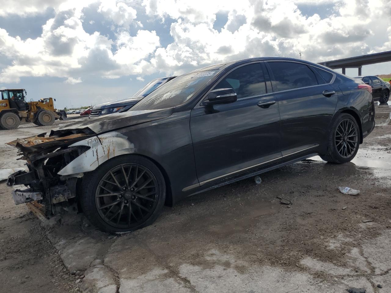 2019 Genesis G80 3.8L, VIN KMTFN4JE5KU325723 — Engine fire