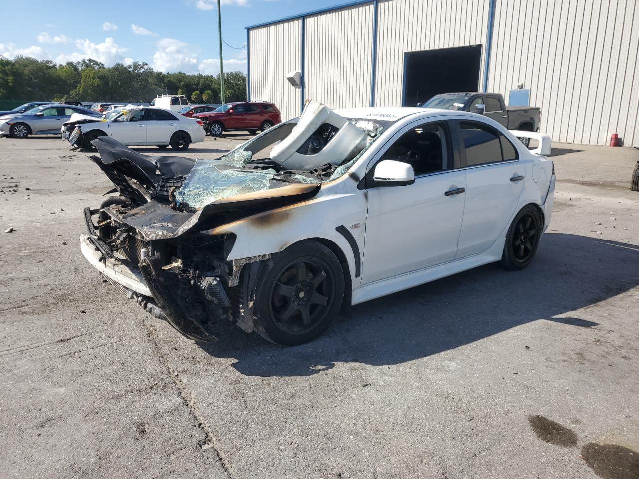 2010 Mitsubishi Lancer Ralliart, VIN JA32V6FV7AU031237 — Engine fire
