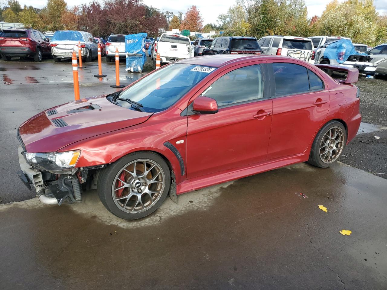 2013 Mitsubishi Lancer Evolution MR, VIN JA32W5FV5DU016490 — Front end
