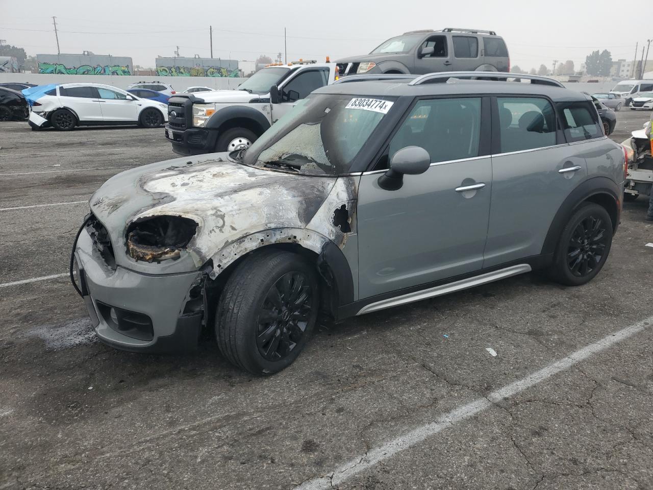 2019 MINI Countryman Cooper S, VIN WMZYT3C59K3E95841 — Engine fire