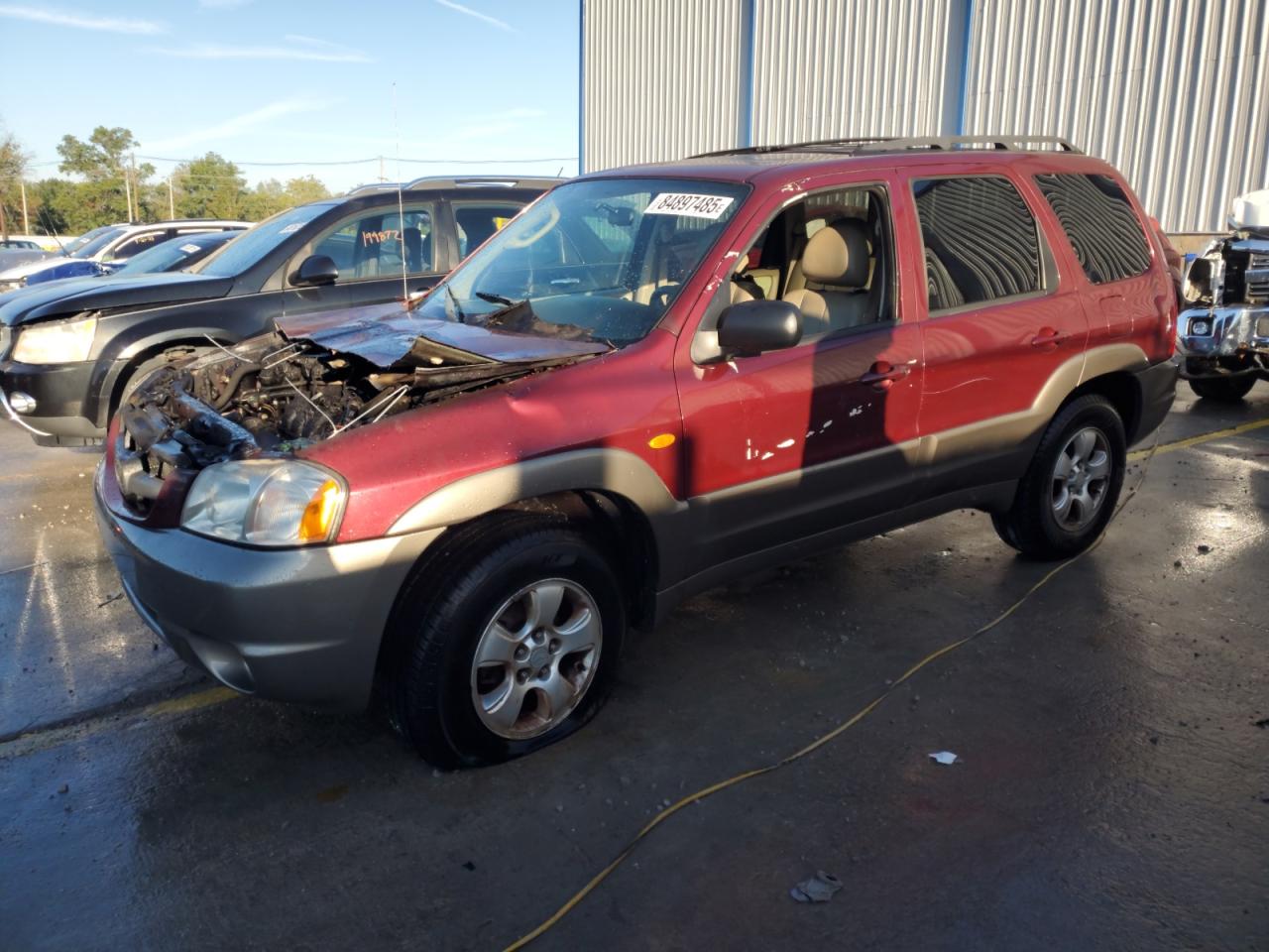 2004 Mazda Tribute ES, VIN 4F2CZ06104KM16689 — Engine fire
