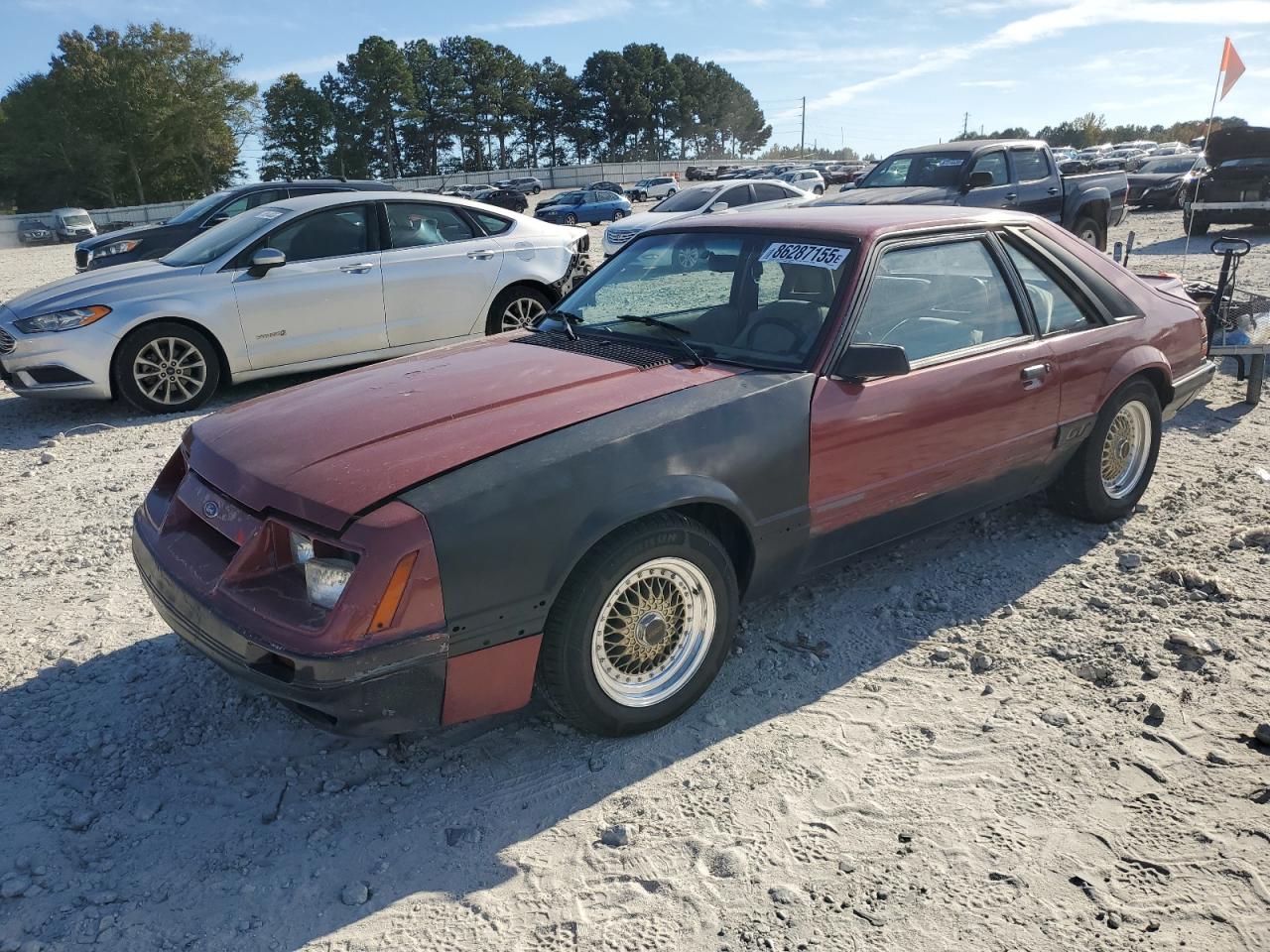 1985 Ford Mustang GT, VIN 1FABP28M8FF242361 — Front end